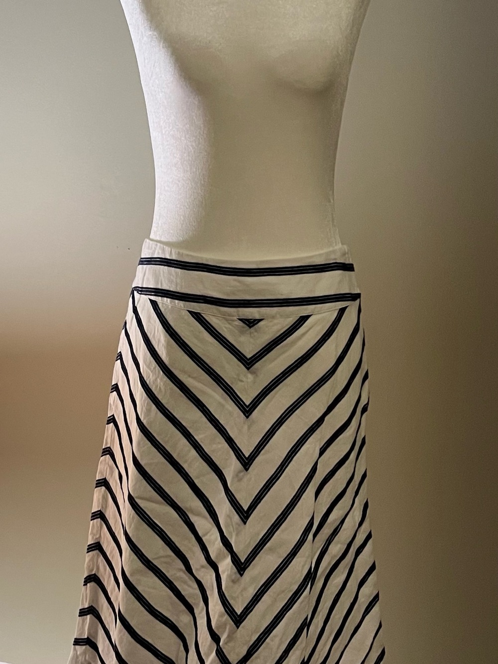 Talbots Cream Skirt with Black Chevron Stripes